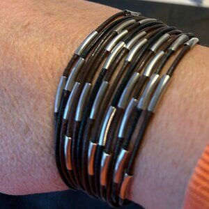 Silpada Sterling Silver and Leather Speed of Light Bracelet